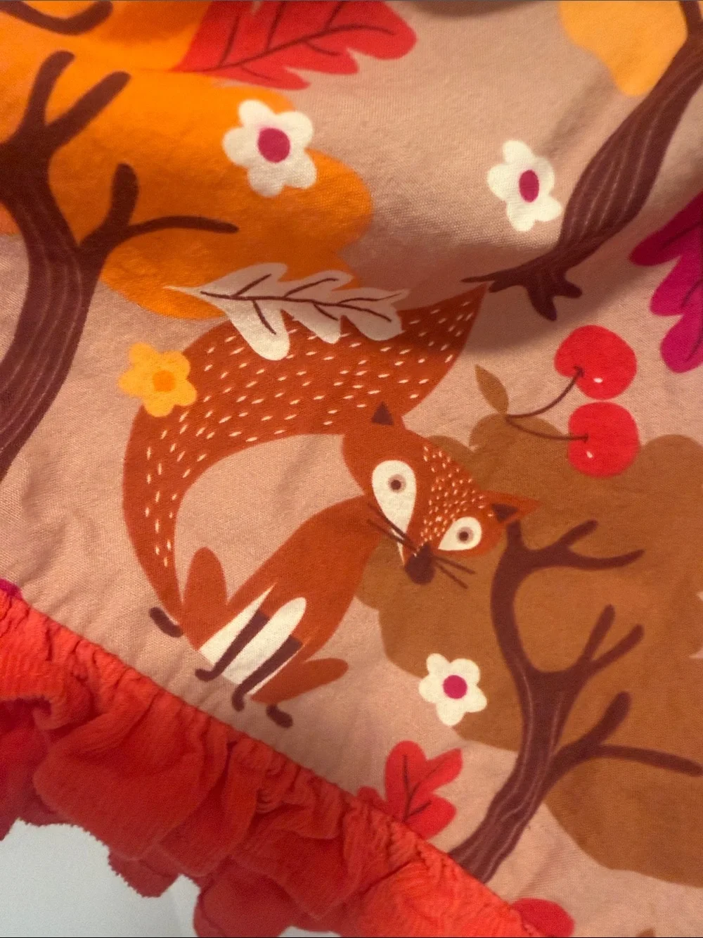 Girls' Autumn Fox Print Tiered Costume Dress - Red/Brown Sassy Me!